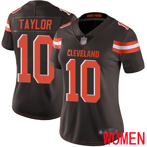 Cleveland Browns Taywan Taylor Women Brown Limited Jersey #10 NFL Football Home Vapor Untouchable->women nfl jersey->Women Jersey